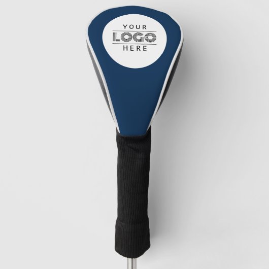 Eenvoudige Custom Navy Blue Business Logo Branded Golfheadcover (Voorkant)
