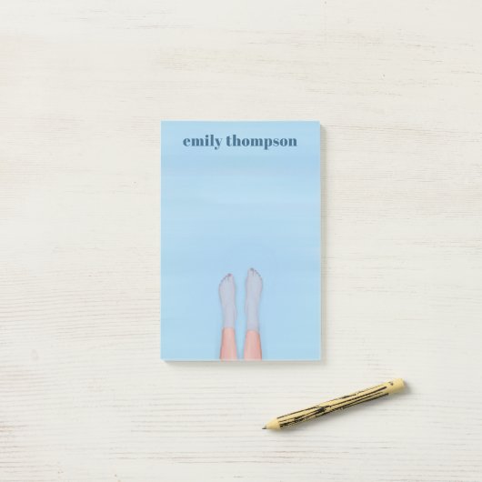 Eenvoudige Cute Custom Summer Ocean Lake Pool Post-it® Notes (Op bureau)