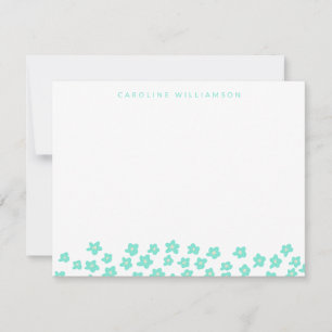 Eenvoudige Cute Ditsy Flowers in Mint Persoonlijk Notitiekaartje