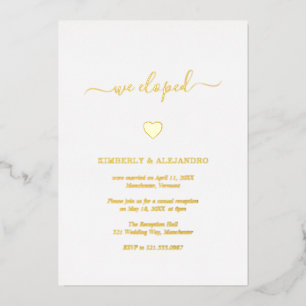 Eenvoudige Cute Heart Gouden Moderne Trouwreceptie Folie Uitnodiging