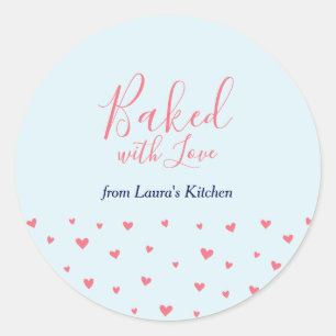 Eenvoudige Cute Hearts Baked with Love-pakketstick Ronde Sticker