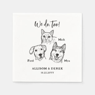 Eenvoudige Cute Kat Hond Huisdier Bruiloft Aangepa Servet