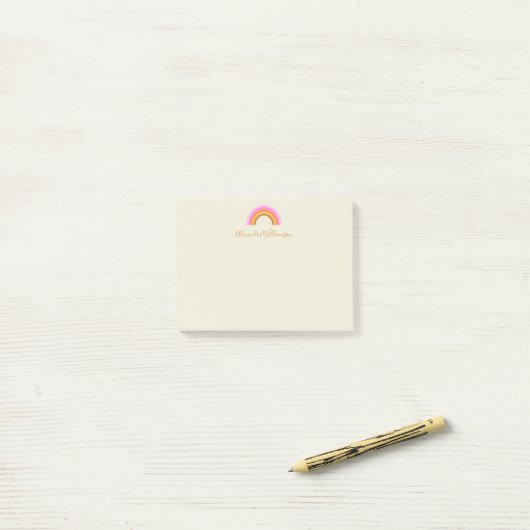 Eenvoudige Cute Retro Rainbow Persoonlijke scriptn Post-it® Notes (Op bureau)