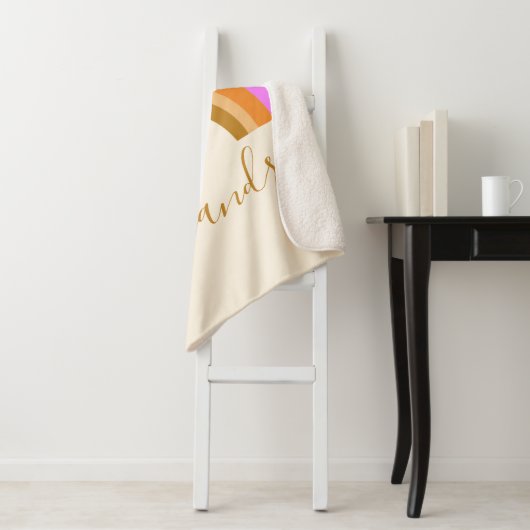 Eenvoudige Cute Retro Rainbow Persoonlijke scriptn Sherpa Deken (In situ)