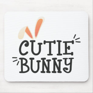 Eenvoudige Cutie Bunny Easter Typografie   Mousepa Muismat