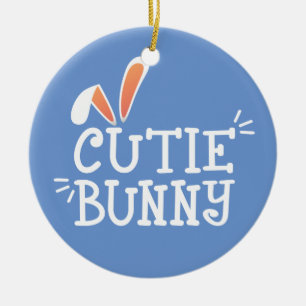 Eenvoudige Cutie Bunny Easter Typografie   ORNAMEN Keramisch Ornament