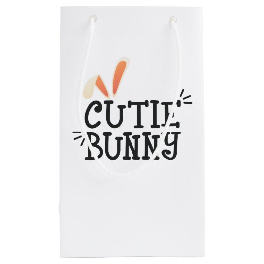 Eenvoudige Cutie Bunny Pasen Typografie | Cadeauta Klein Cadeauzakje (Achterkant)