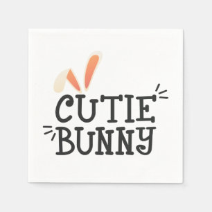 Eenvoudige Cutie Bunny Pasen Typografie   Papieren Servet