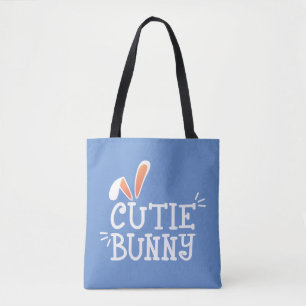 Eenvoudige Cutie Bunny Pasen Typografie Tote bag