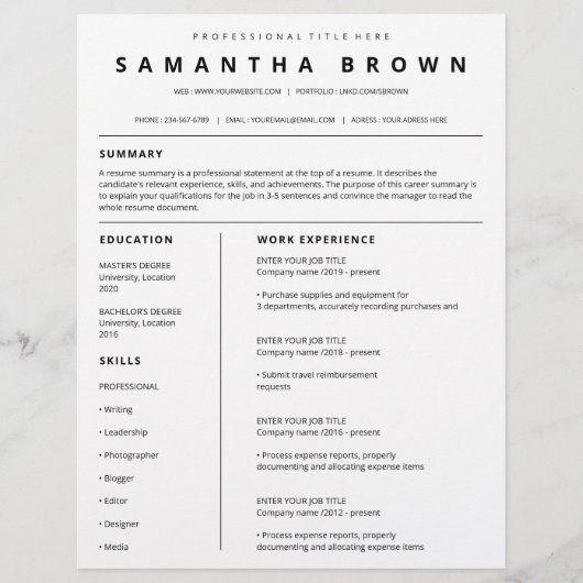 Eenvoudige cv-template moderne cv (Voorkant)
