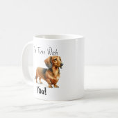 Eenvoudige Dachshund Bruin 'Theetijd' Personalisee Koffiemok (Voorkant links)
