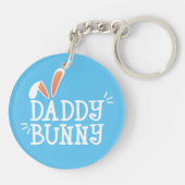 Eenvoudige Daddy Bunny Pasen Typografie | Button S Sleutelhanger (Achterkant)