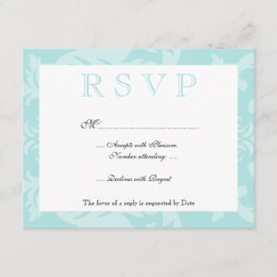 Eenvoudige Damask Robin's Egg Blue RSVP Kaartje