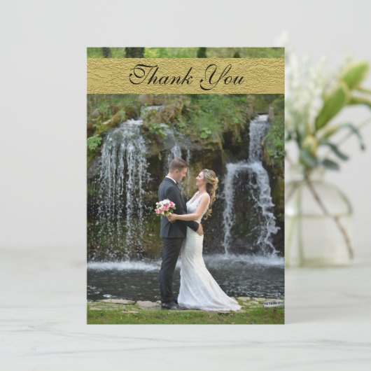 Eenvoudige dank u foto bruiloft Kaart (Staand voorkant)