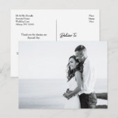 Eenvoudige Dankjewel Huwelijksansichtkaart | Volle Briefkaart (Voorkant / Achterkant)