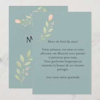 Eenvoudige dankkaart, bloemenbruiloft bedankkaart