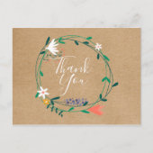 Eenvoudige Dankkaart met Landelijke Bloemenslinger Briefkaart (Voorkant)