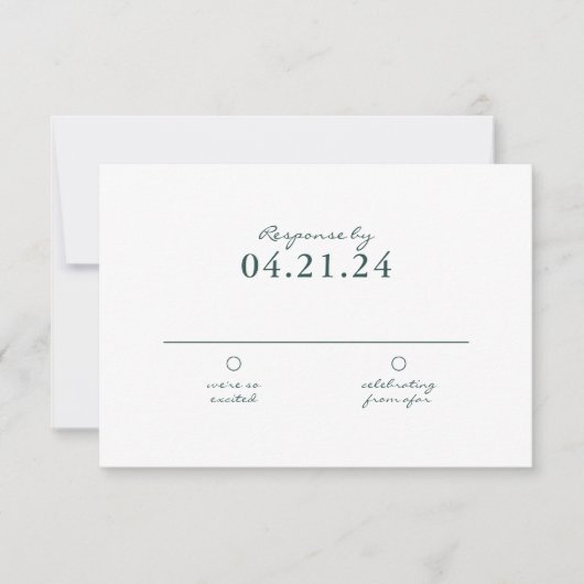 Eenvoudige Dark Emerald QR Code Wedding RSVP Kaartje (Voorkant)
