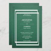 Eenvoudige Dark Emerald Rectangle Huwelijksuitnodi Kaart (Voorkant / Achterkant)
