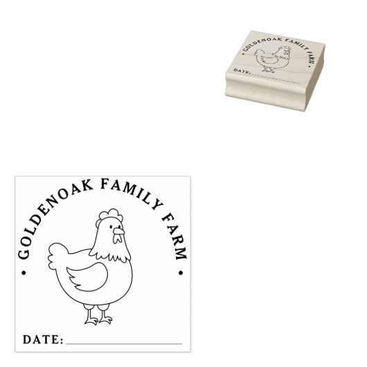 Eenvoudige datum Boerderij kippeneieren op maat Rubberstempel (Gestempeld)