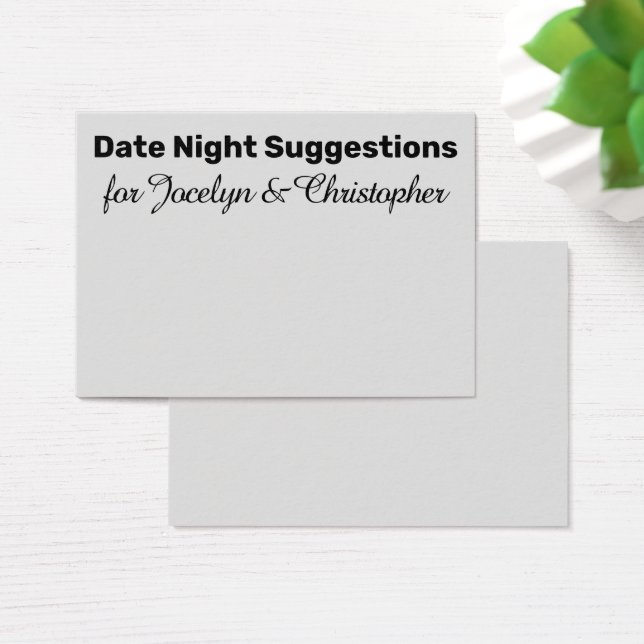 Eenvoudige datum Nacht Suggesties Lichtgrijze Kaar Visitekaartje (Bureau)