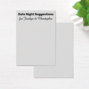 Eenvoudige datum Nacht Suggesties Lichtgrijze Kaar Visitekaartje