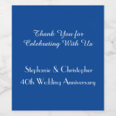 Eenvoudige Deep Blue en White Jubileum Party Wijn Etiket (Enkel label)