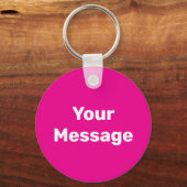 Eenvoudige Deep Pink White Your Message Tekst Sjab Sleutelhanger (Voorkant)