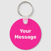 Eenvoudige Deep Pink White Your Message Tekst Sjab Sleutelhanger (Achterkant)