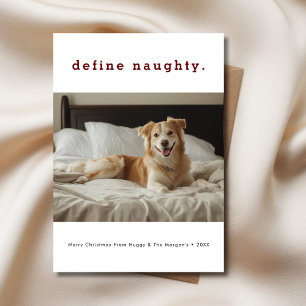 Eenvoudige definitie Naughty Funny Christmas Dog F Feestdagenkaart