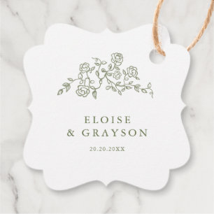 Eenvoudige Delicate Floral Tijdloze Salie Groene b Bedankjes Labels