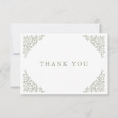 Eenvoudige Delicate Floral Tijdloze Salie Groene b Bedankkaart (Voorkant)