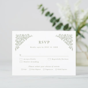 Eenvoudige Delicate Floral Tijdloze Salie Groene b RSVP Kaartje