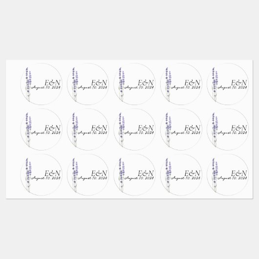 Eenvoudige delicate Franse lavendel bruiloft stick Labels (Vel)