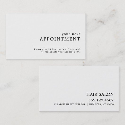 Eenvoudige designkaart afsprakenkaartje (Voorkant / Achterkant)