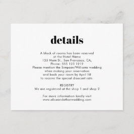 Eenvoudige details van het seriële huwelijk informatiekaartje