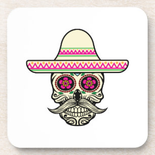 Eenvoudige Dia de Muertos schedel met Pet Onderz Bier Onderzetter