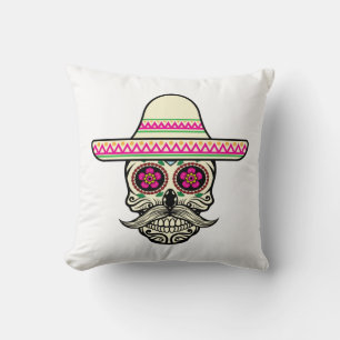 Eenvoudige Dia de Muertos schedel met Pet Sierkuss Kussen