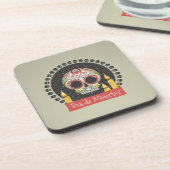 Eenvoudige Dia de Muertos Skull & Candles Onderzet Bier Onderzetter (Linkerzijde)