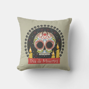 Eenvoudige Dia de Muertos Skull & Candles Sierkuss Kussen