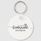 Eenvoudige Diamant Elegant Script Bachelorette Wee Sleutelhanger (Achterkant)