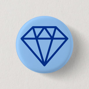 Eenvoudige diamant - marine op Bleek blauw Ronde Button 3,2 Cm