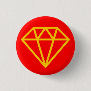 Eenvoudige diamant - oranje rood ronde button 3,2 cm