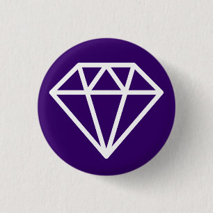 Eenvoudige diamant - wit op diep Paars Ronde Button 3,2 Cm