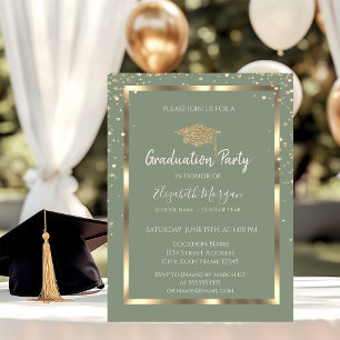 Eenvoudige Diamanten Gouden Afstudeerhoed Groen Af Kaart
