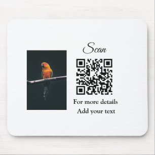 Eenvoudige diernaam details QR-code voeg tekst fot Muismat