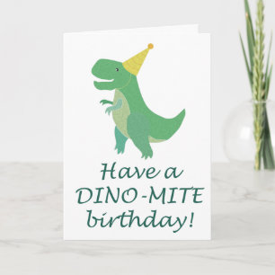 Eenvoudige Dino-Mite Dinosaurus Verjaardagshoed T- Kaart