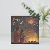 Eenvoudige Diwali vakantie groet / uitnodiging Kaa (Staand voorkant)