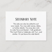 Eenvoudige DIY Custom Weddenschap Black & White Informatiekaartje (Achterkant)