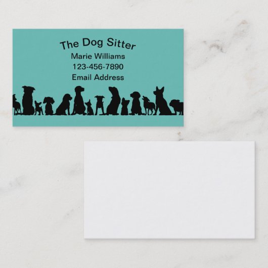 Eenvoudige Dog Sitter Editable Visitekaartjes (Voorkant / Achterkant)